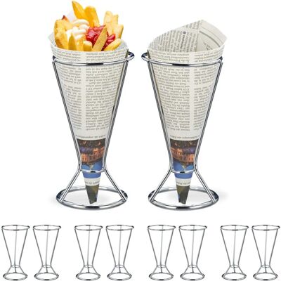 RELAXDAYS - Soportes para Patatas Fritas en Acero Inoxidable - Pack 10 - 16x9.5cm RELAXDAYS - Soportes para Patatas Fritas en Acero Inoxidable - Pack 10 - 16x9.5cm