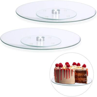 RELAXDAYS 2x Cake Stand Plate, 360° Rotating, ø 30cm - Cake Display RELAXDAYS 2x Cake Stand Plate, 360° Rotating, ø 30cm - Cake Display