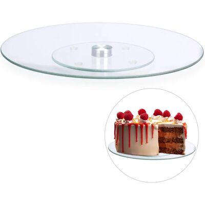 Relaxdays 30cm Durchmesser Drehbarer Tortenteller - Glas & Edelstahl Relaxdays 30cm Durchmesser Drehbarer Tortenteller - Glas & Edelstahl