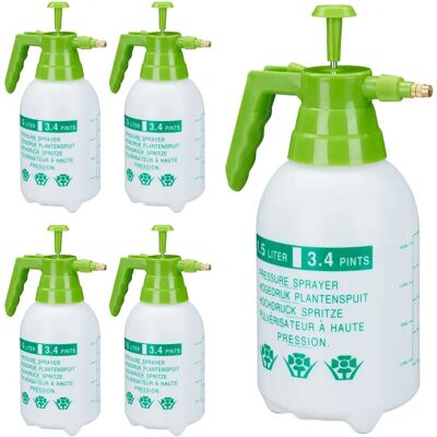 Relaxdays 5x Gartensprühgerät - 1,5L Drucksprüher mit Messingdüse Relaxdays 5x Gartensprühgerät - 1,5L Drucksprüher mit Messingdüse