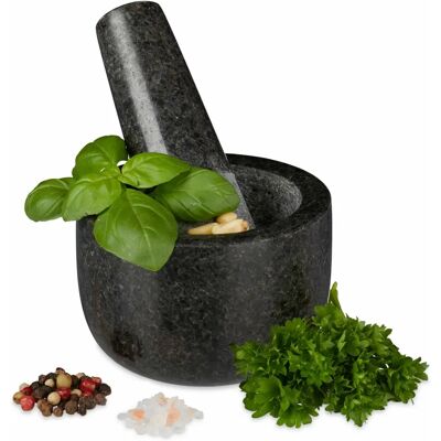 Relaxdays Mortar and Pestle - Natural Granite - Durable Kitchen Tool Relaxdays Mortar and Pestle - Natural Granite - Durable Kitchen Tool