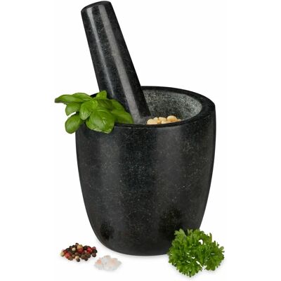 Relaxdays Mortel och stöt - Naturlig granit, 13cm, 500ml Relaxdays Mortel och stöt - Naturlig granit, 13cm, 500ml