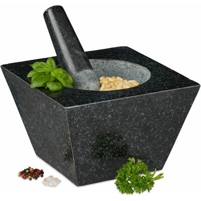 Relaxdays Mörser mit Stößel - Naturgranite, Tiefe Schüssel, Großer Stößel Relaxdays Mörser mit Stößel - Naturgranite, Tiefe Schüssel, Großer Stößel