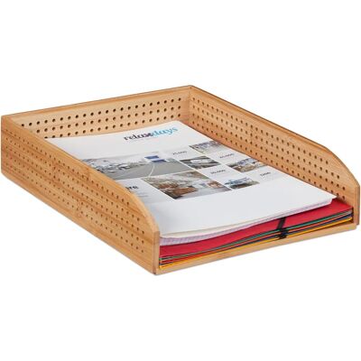 RELAXDAYS - 10x Document Trays in Bamboo Perforated - A4 - Office Organizer RELAXDAYS - 10x Document Trays in Bamboo Perforated - A4 - Office Organizer