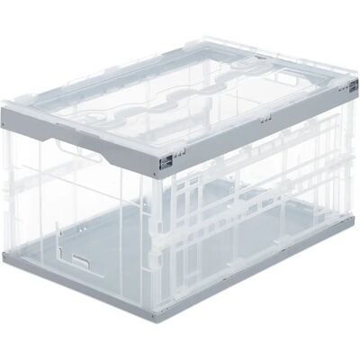 RELAXDAYS 8 Cajas de Almacenaje Plegables, Plástico, Transparente y Gris RELAXDAYS 8 Cajas de Almacenaje Plegables, Plástico, Transparente y Gris