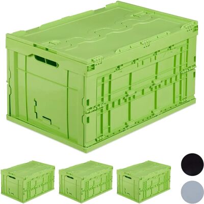 RELAXDAYS - 4x Scatole di stoccaggio pieghevoli, 60L, Plastica, Verde RELAXDAYS - 4x Scatole di stoccaggio pieghevoli, 60L, Plastica, Verde