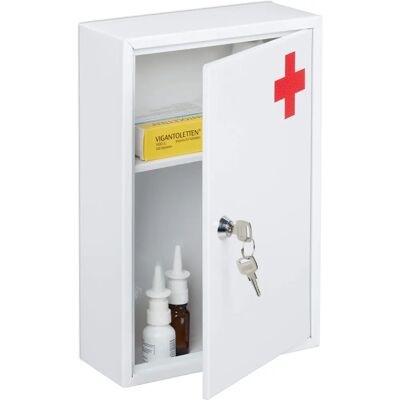 Relaxdays Wall-Mounted First Aid Cabinet - 2 Compartments - White/Red - 32x21.5x8 cm Relaxdays Wall-Mounted First Aid Cabinet - 2 Compartments - White/Red - 32x21.5x8 cm