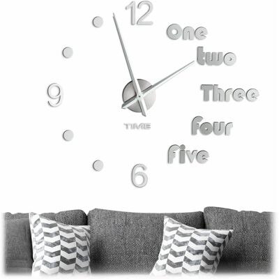 Relaxdays Silver Wall Clock - Modern DIY 3D Mirror Design Relaxdays Silver Wall Clock - Modern DIY 3D Mirror Design