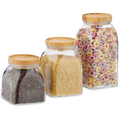 Relaxdays Glasburkar Set 3 600/1000/1400ml - Matförvaring Relaxdays Glasburkar Set 3 600/1000/1400ml - Matförvaring