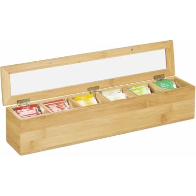 Relaxdays Teebox - Bambus, 6 Fächer Relaxdays Teebox - Bambus, 6 Fächer