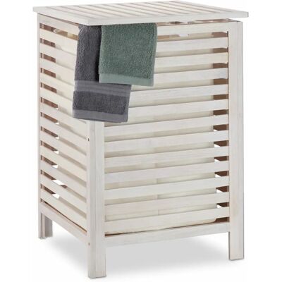 Cesto de madera blanco Relaxdays con tapa - 52L Cesto de madera blanco Relaxdays con tapa - 52L