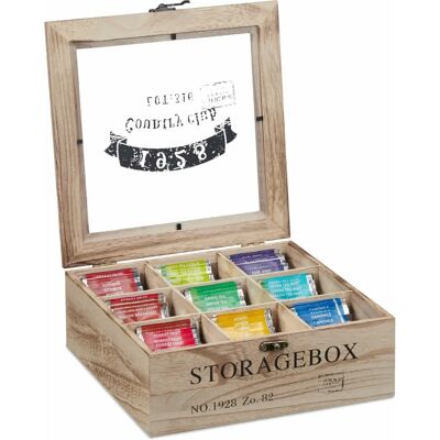 Relaxdays Tea Box - Plastic, Wood, Multi-compartment Organizer Relaxdays Tea Box - Plastic, Wood, Multi-compartment Organizer