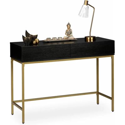 Relaxdays 10032594 Salontafel / console - Modern met goud en zwart afwerking Relaxdays 10032594 Salontafel / console - Modern met goud en zwart afwerking