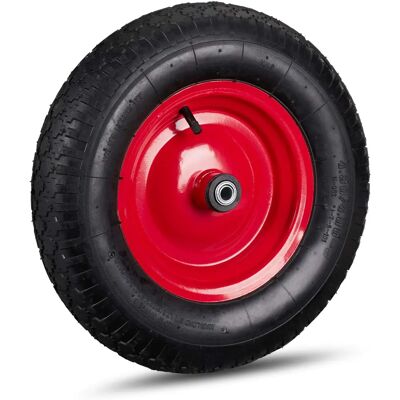 Relaxdays - Rueda de Carretilla 4.80 4.00-8, Llanta de Acero, 3 Adaptadores, Hasta 120 kg, Negro/Rojo - Rueda neumática Relaxdays - Rueda de Carretilla 4.80 4.00-8, Llanta de Acero, 3 Adaptadores, Hasta 120 kg, Negro/Rojo - Rueda neumática