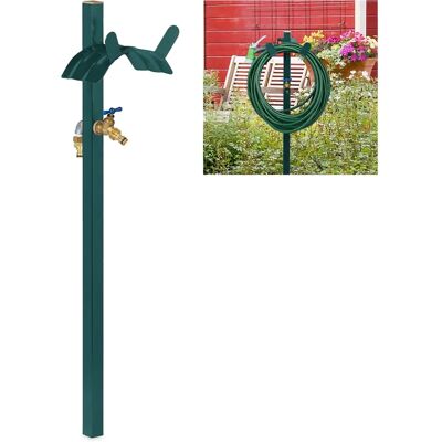 Relaxdays kerti tömlőállomás kránnyal, 107,5cm, Zöld Relaxdays kerti tömlőállomás kránnyal, 107,5cm, Zöld