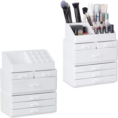 Relaxdays - Organizer di Trucco con 6 Cassetti - 22 Scomparti - Bianco Relaxdays - Organizer di Trucco con 6 Cassetti - 22 Scomparti - Bianco
