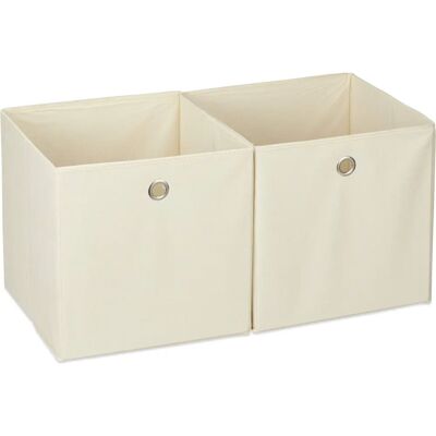 RELAXDAYS 30x30x30cm Beige Fabric Storage Boxes - Storage Boxes RELAXDAYS 30x30x30cm Beige Fabric Storage Boxes - Storage Boxes