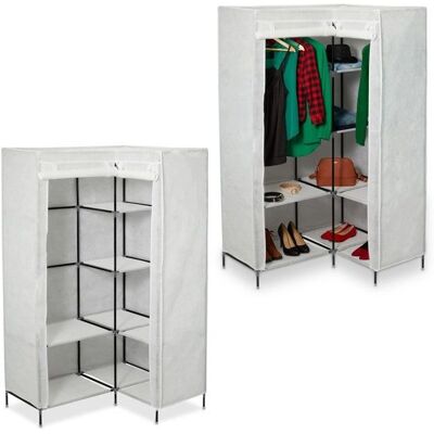 Relaxdays Eckschrank Weiß 8 Regale 2 Kleiderstangen Aufbewahrungsmöbel Relaxdays Eckschrank Weiß 8 Regale 2 Kleiderstangen Aufbewahrungsmöbel