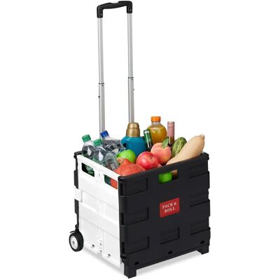 Relaxdays Carrello Pieghevole - 50L, 35kg, Manico Telescopico Relaxdays Carrello Pieghevole - 50L, 35kg, Manico Telescopico