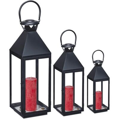 Relaxdays Black Lantern Set - Modern Indoor/Outdoor Decor Relaxdays Black Lantern Set - Modern Indoor/Outdoor Decor