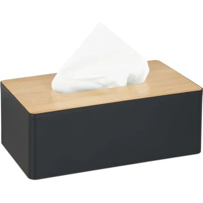 Relaxdays Taschentuchbox - Modernes Design, Kunststoff & Bambus, 10x26x14cm Relaxdays Taschentuchbox - Modernes Design, Kunststoff & Bambus, 10x26x14cm
