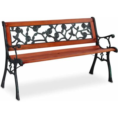 Banco de jardín Relaxdays - Metal, Madera, 125cm, A prueba de clima Banco de jardín Relaxdays - Metal, Madera, 125cm, A prueba de clima