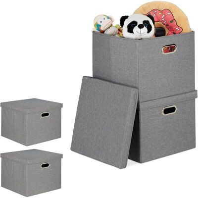 Relaxdays Juego de 4 Cajas de Almacenamiento Grises 51L Relaxdays Juego de 4 Cajas de Almacenamiento Grises 51L