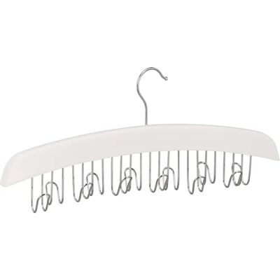 Relaxdays - Set 3 Belt Hangers 12 Hooks 360° Rotating Wooden White Silver - Clothes Hangers Relaxdays - Set 3 Belt Hangers 12 Hooks 360° Rotating Wooden White Silver - Clothes Hangers