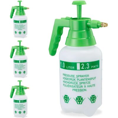 Relaxdays 4 Pressure Sprayers - Garden, Adjustable Brass Nozzle - 1L Relaxdays 4 Pressure Sprayers - Garden, Adjustable Brass Nozzle - 1L