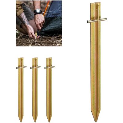 Relaxdays 8 Picchetti per tende - Acciaio zincato, Resistente al vento, Forma T, Oro Relaxdays 8 Picchetti per tende - Acciaio zincato, Resistente al vento, Forma T, Oro