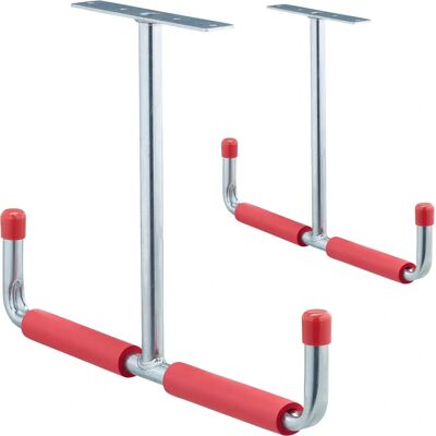 Relaxdays Garage Touwenhaken - Staal, Rood & Zilver - 30x42cm Relaxdays Garage Touwenhaken - Staal, Rood & Zilver - 30x42cm