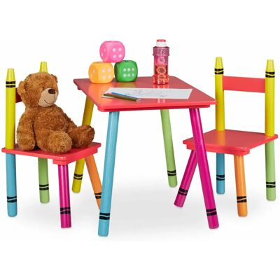 Relaxdays Kinder Tisch und Stühle - Bunt - Kinder Möbel Set Relaxdays Kinder Tisch und Stühle - Bunt - Kinder Möbel Set