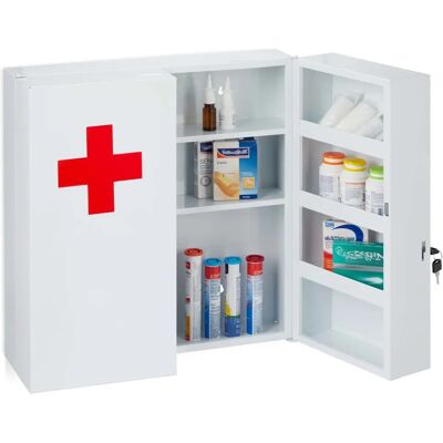 Relaxdays Armoire à Médicaments - 2 Portes, 11 Compartiments, Acier - À Fixer Murale - Publicité Relaxdays Armoire à Médicaments - 2 Portes, 11 Compartiments, Acier - À Fixer Murale - Publicité