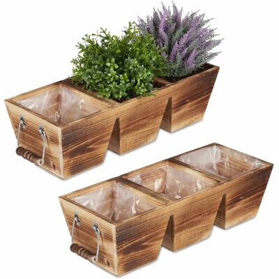 Relaxdays Holz-Blumenkasten Dreifach - Vintage Stil Innen/Außen Relaxdays Holz-Blumenkasten Dreifach - Vintage Stil Innen/Außen