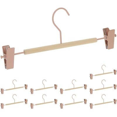 Relaxdays 10 perchas de madera rosa y natural con clips - Organizador de ropa Relaxdays 10 perchas de madera rosa y natural con clips - Organizador de ropa