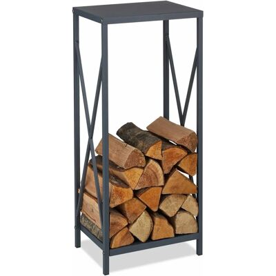 Relaxdays Leñero Vertical - Acero, 80,5x34x25cm, Interior Relaxdays Leñero Vertical - Acero, 80,5x34x25cm, Interior