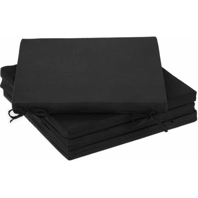 Relaxdays - Set 4 Black Square Seat Cushions - Indoor Outdoor Relaxdays - Set 4 Black Square Seat Cushions - Indoor Outdoor