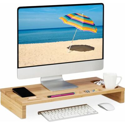 Relaxdays Monitorständer - Ergonomisch, Natur Bambus, 7 Fächer Relaxdays Monitorständer - Ergonomisch, Natur Bambus, 7 Fächer