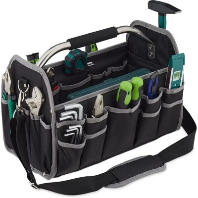 Relaxdays Werkzeugtasche mit Fächern - 30x42x23cm - Schwarz Relaxdays Werkzeugtasche mit Fächern - 30x42x23cm - Schwarz