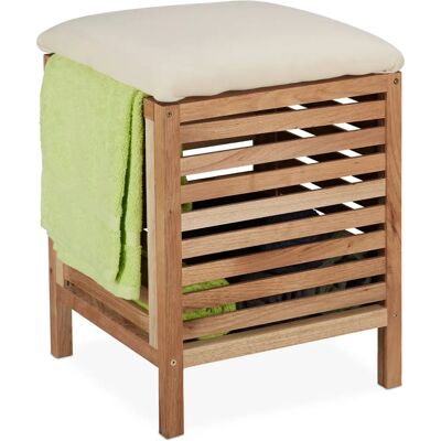 Sgabello bagno con cesta per la biancheria - Relaxdays Sgabello bagno con cesta per la biancheria - Relaxdays