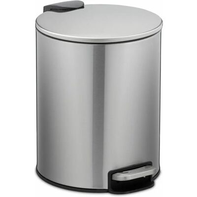 Relaxdays Waste Container - 5L, Silver, Soft-close, Pedal, Model 10037966 Relaxdays Waste Container - 5L, Silver, Soft-close, Pedal, Model 10037966