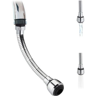 Relaxdays Extension de robinet flexible - 2 modes de pulvérisation - 30cm - Argenté Relaxdays Extension de robinet flexible - 2 modes de pulvérisation - 30cm - Argenté