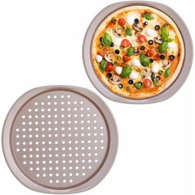 Relaxdays Stål Pizzabotten Set - Rund, Perforerad, Non-stick - 29,5cm Relaxdays Stål Pizzabotten Set - Rund, Perforerad, Non-stick - 29,5cm