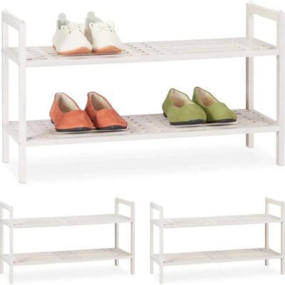 Relaxdays Walnut Wood 3-Pair Shoe Organizer - Space-Saving Stackable Storage Relaxdays Walnut Wood 3-Pair Shoe Organizer - Space-Saving Stackable Storage