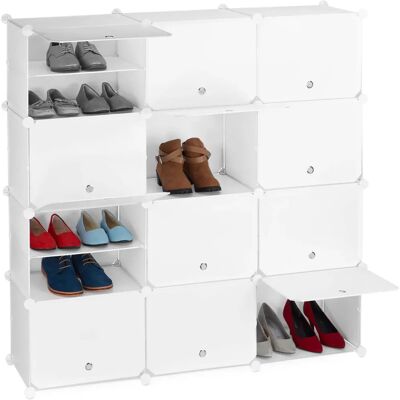 Relaxdays Mueble Zapatero Modular, 24 compartimentos, Blanco Relaxdays Mueble Zapatero Modular, 24 compartimentos, Blanco