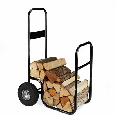 Relaxdays Firewood Cart - Steel, 60kg Capacity, Black Relaxdays Firewood Cart - Steel, 60kg Capacity, Black