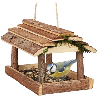 Relaxdays Mangiatoia per Uccelli - Decorazione in Legno e Muschio - 19x21x23 cm Relaxdays Mangiatoia per Uccelli - Decorazione in Legno e Muschio - 19x21x23 cm