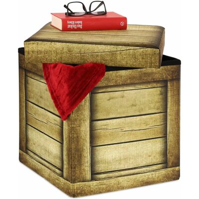 Relaxdays Pouf Contenedor - Taburete con Almacenaje Plegable - Diseño Industrial Relaxdays Pouf Contenedor - Taburete con Almacenaje Plegable - Diseño Industrial