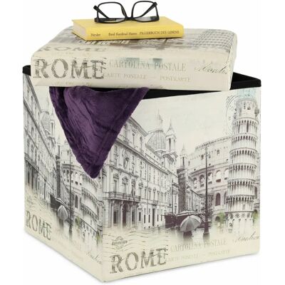 Relaxdays Puff - Otomano de Almacenamiento Vintage Italiano Relaxdays Puff - Otomano de Almacenamiento Vintage Italiano