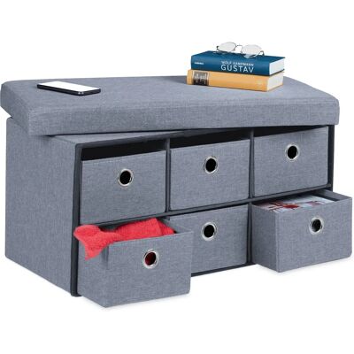 Relaxdays Banc de rangement - 6 tiroirs, Pliable, Gris - Publicité Relaxdays Banc de rangement - 6 tiroirs, Pliable, Gris - Publicité